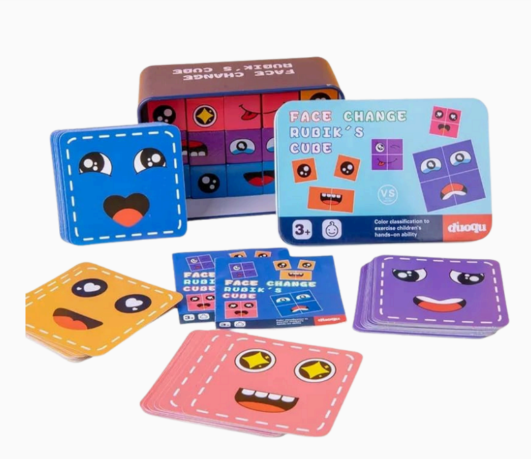 Wooden Face Cube Puzzle – Fun, Educational & Eco-Friendly Brain Teaser