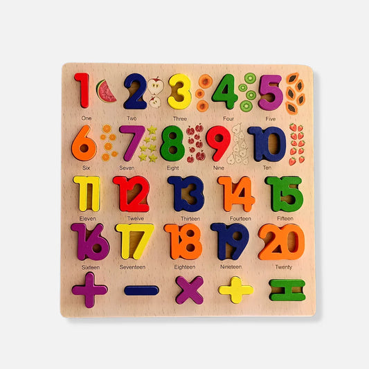 Wooden Number & Visuals Board – Fun, Educational & Eco-Friendly Learning Toy