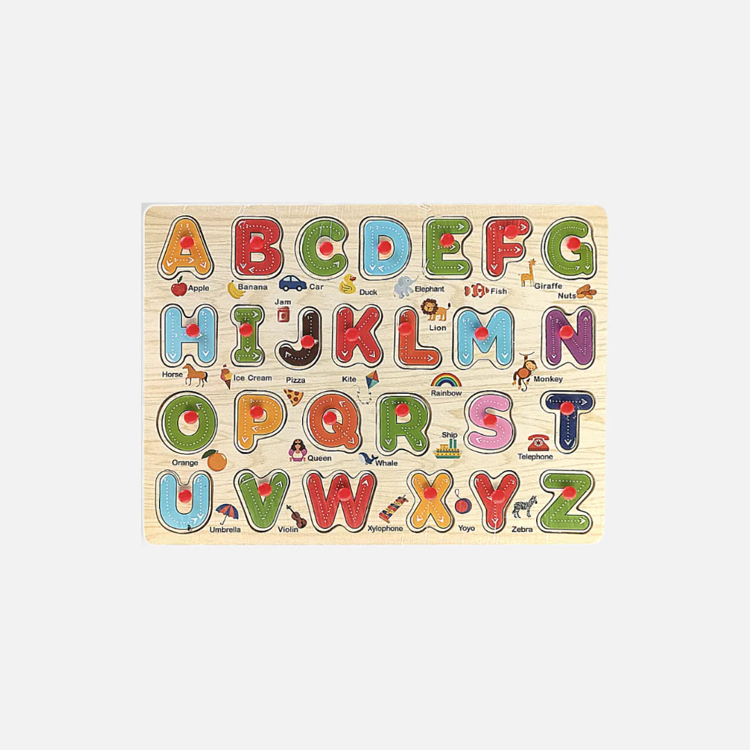 Wooden Alphabet Board with Knobs – Fun, Educational & Eco-Friendly Learning Toy