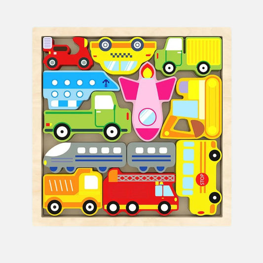 Wooden Vehicle Puzzle Tray – Fun, Educational & Eco-Friendly Learning Toy