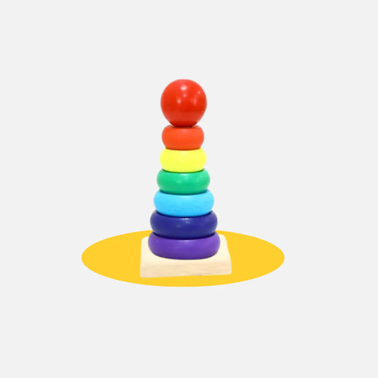 Wooden Colored Ring Stacker – 6 Rings | Safe, Fun & Eco-Friendly Learning Toy