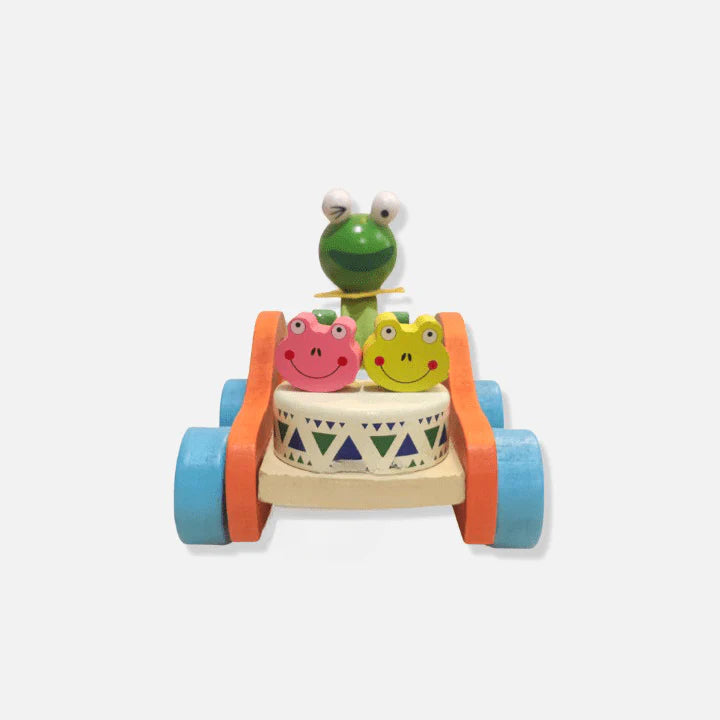 Frog Drummer Push-Pull Car Toy – Fun, Musical & Eco-Friendly Learning Toy